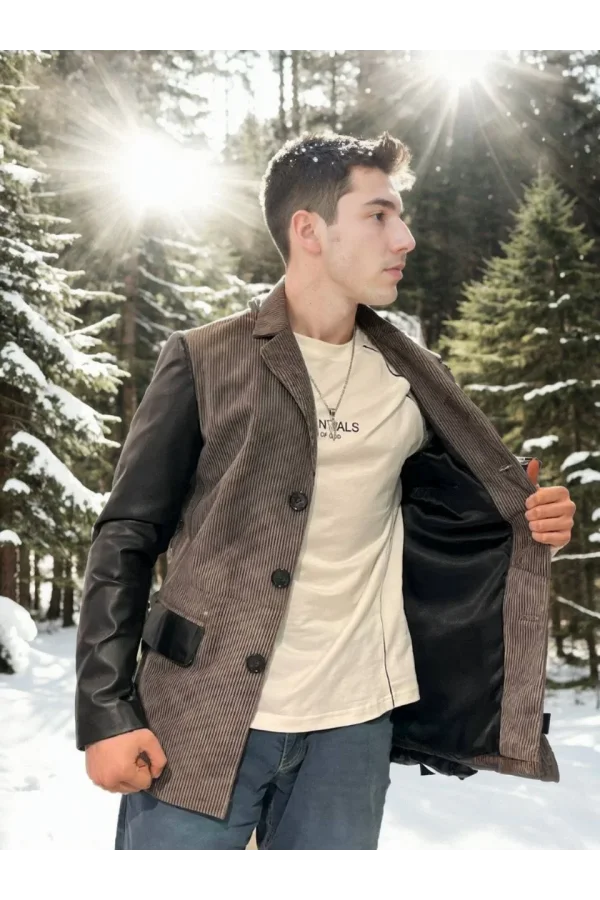 Erkek Nubuk Deri Ceket - Siyah