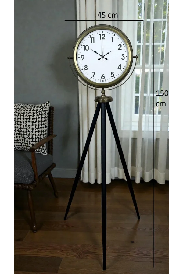 Eskitme Tripod Ayaklı Dekoratif Saat