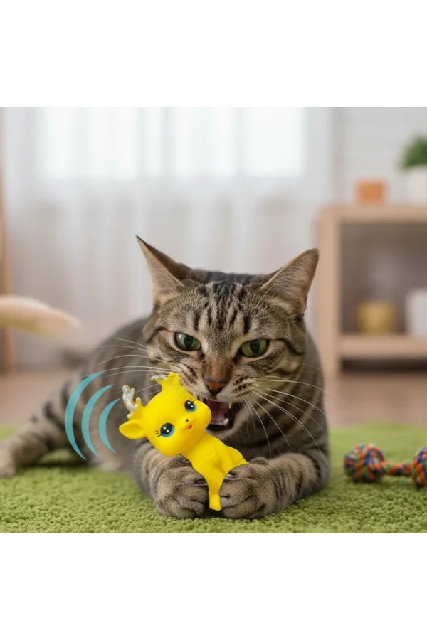 Evcil Hayvan Sesli Geyik Şeklinde Plastik Oyuncak