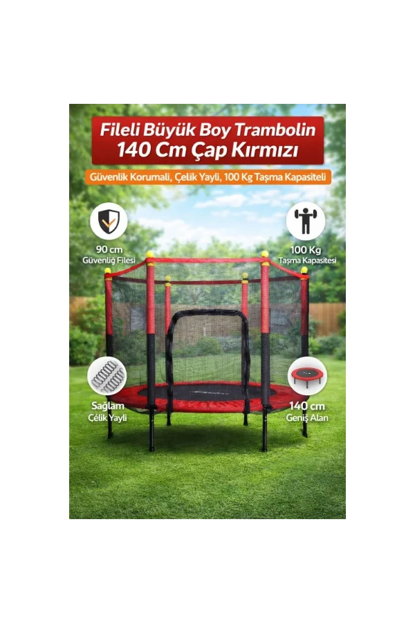 Fileli 140 cm Büyük Boy Trambolin