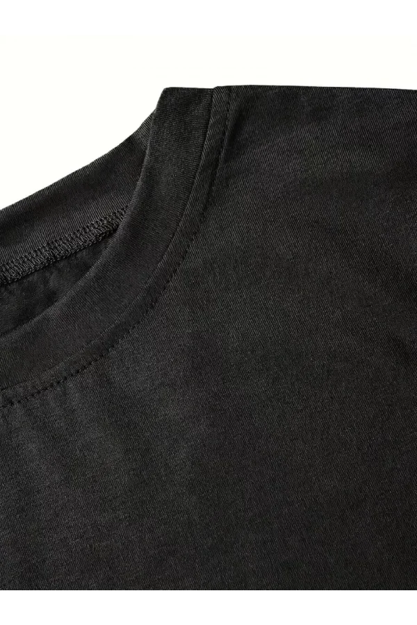 fiyonk Ön Arka baskılı siyah oversize unisex Kısa Kol t-shirt- Siyah