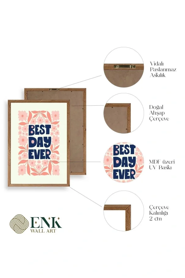 Flower Market Üçlü Ahşap Çerçeveli Tablo