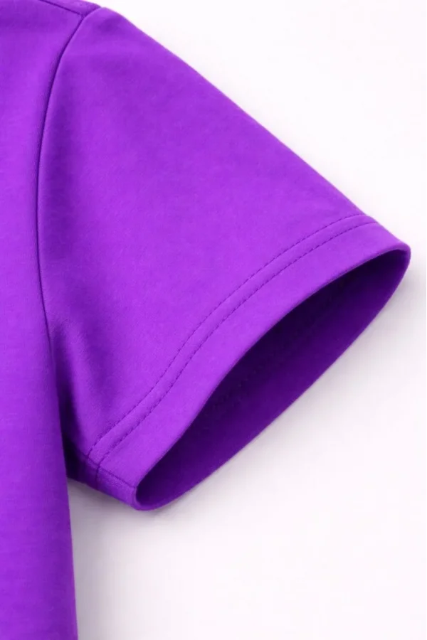 Genç Kız Çocuk V Yaka Tişört Yazlık Model Günlük Basic Body - Mor