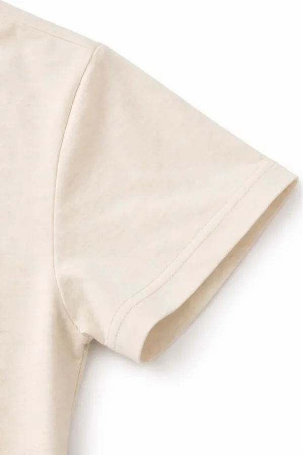 Genç Kız Çocuk V Yaka Tişört Yazlık Model Günlük Basic Body - Taş