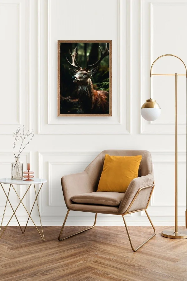 Geyik Ahşap Çerçeveli Tablo