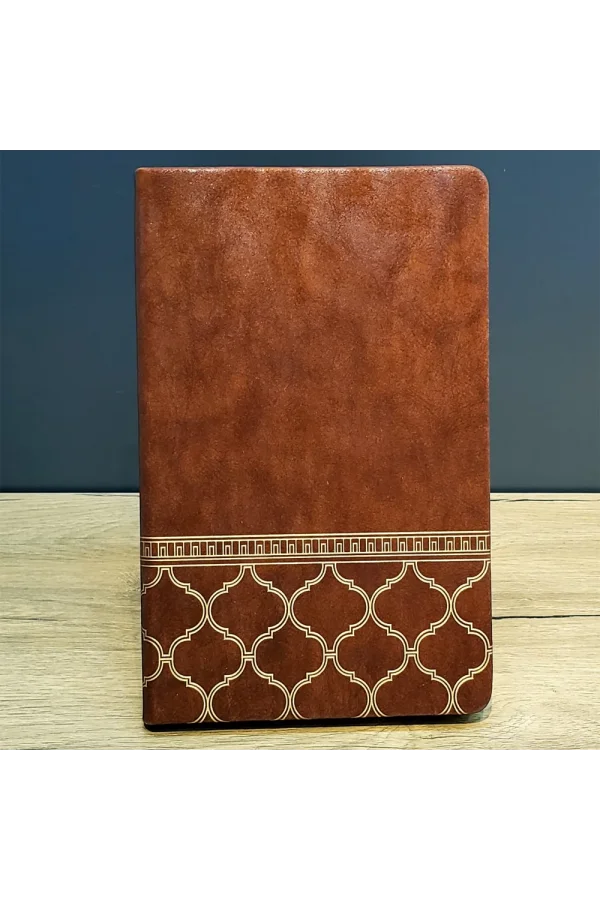 Gold İşlemeli Taba Rengi Deri Not Defteri