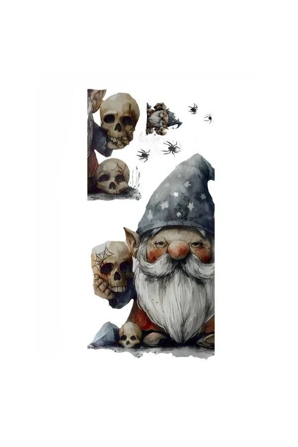 Gotik Cüce ve Kafatası Halloween Duvar Sticker Seti