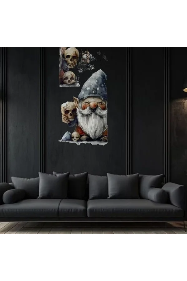 Gotik Cüce ve Kafatası Halloween Duvar Sticker Seti