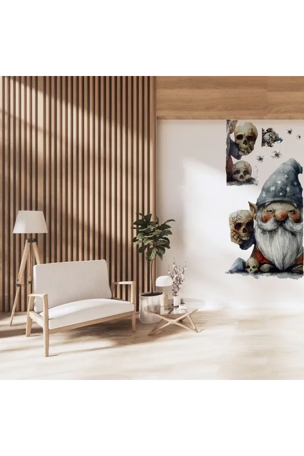 Gotik Cüce ve Kafatası Halloween Duvar Sticker Seti