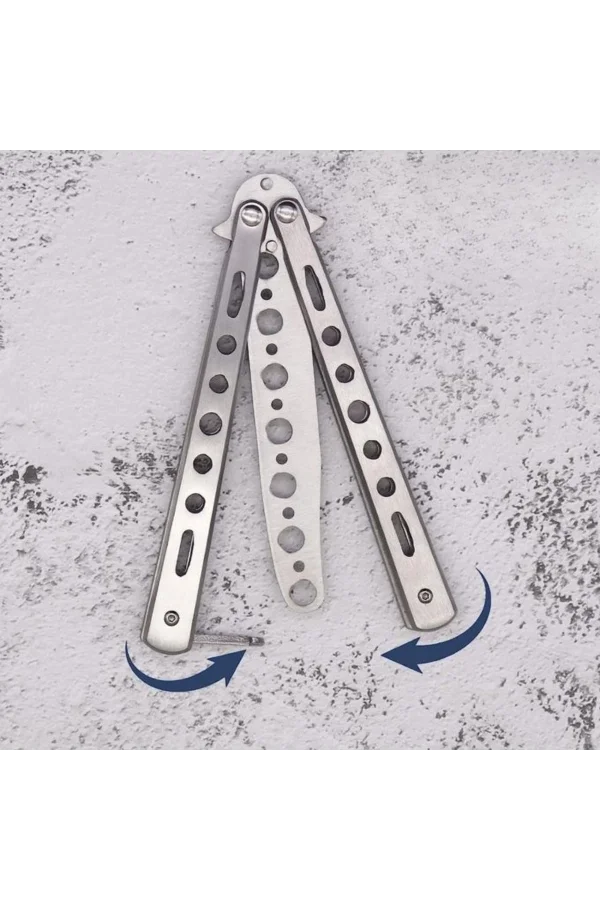 Gri Katlanabilir Paslanmaz Çelik Kelebek Bıçak Tasarımlı Tarak