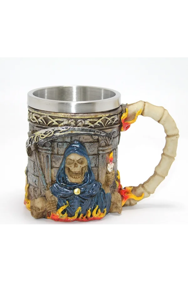 Grim Reaper Azrail Kabartmalı 3D Tasarım Çelik Kupa Bardak