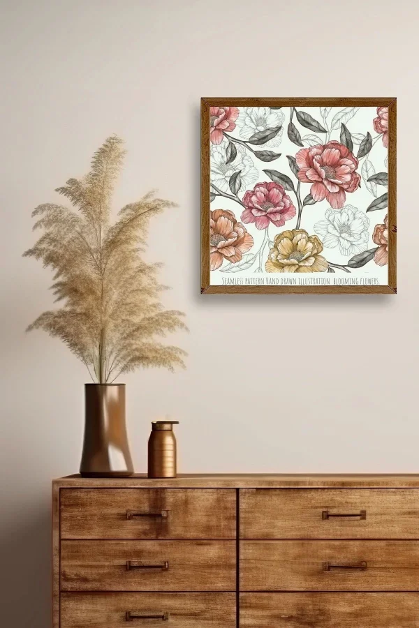 Gül Ahşap Çerçeveli Tablo