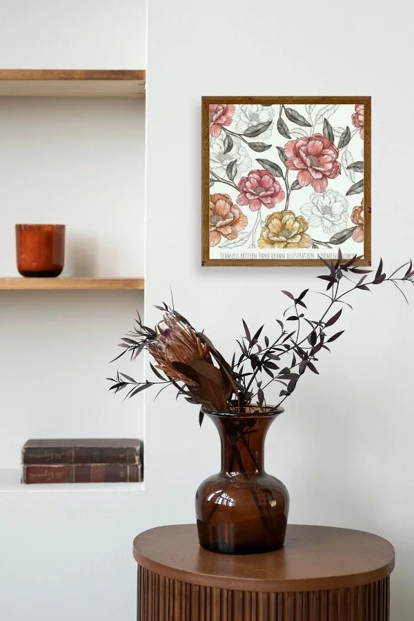 Gül Ahşap Çerçeveli Tablo