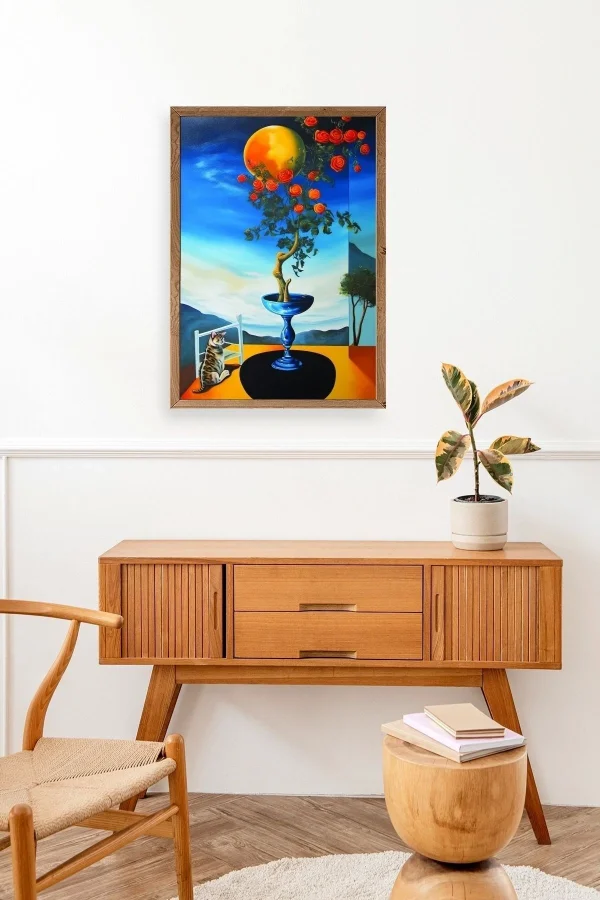 Gül Ahşap Çerçeveli Tablo