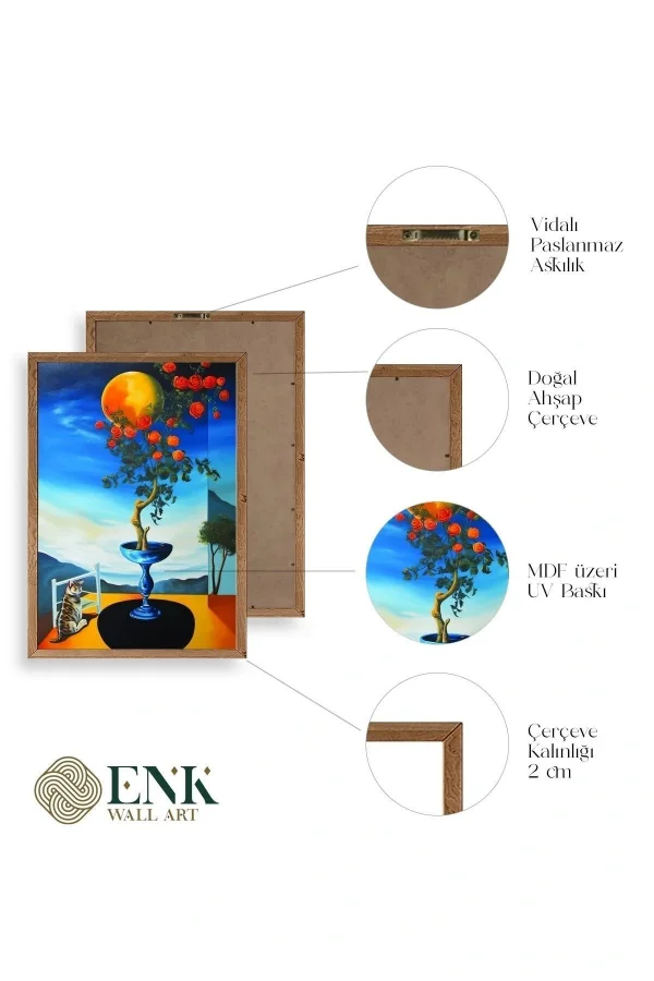 Gül Ahşap Çerçeveli Tablo