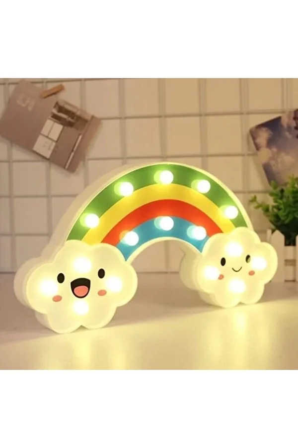 Gülen Bulutlu Gökkuşağı LED Gece Lambası