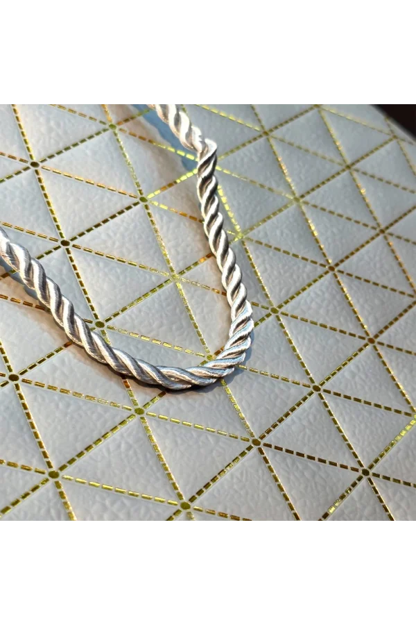 Gümüş Geometrik Desenli Mini Boy Karton Hediye Çantası