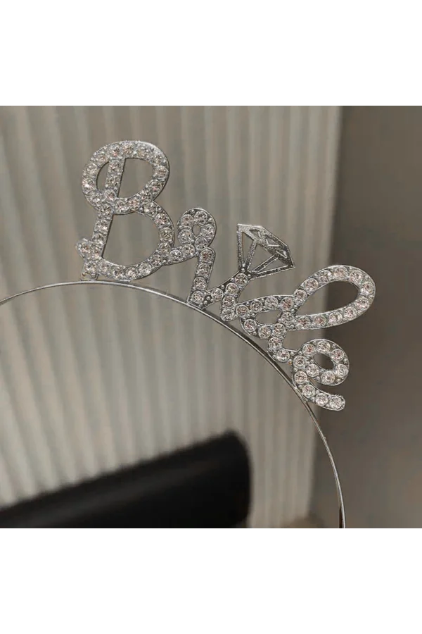 Gümüş Renkli Taşlı “Bride” Gelin Tacı