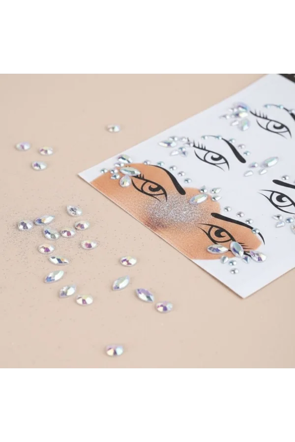 Gümüş Taşlı Makyaj Yüz Süsü