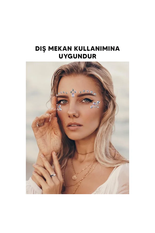 Gümüş Taşlı Makyaj Yüz Süsü