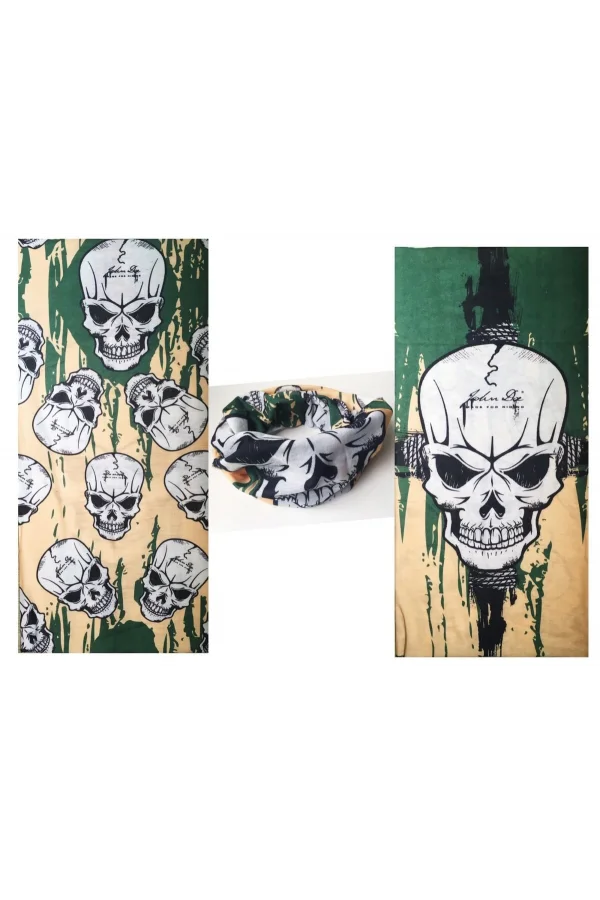 Haki Kuru Kafa Baskılı Buff Bandana 25x48 cm