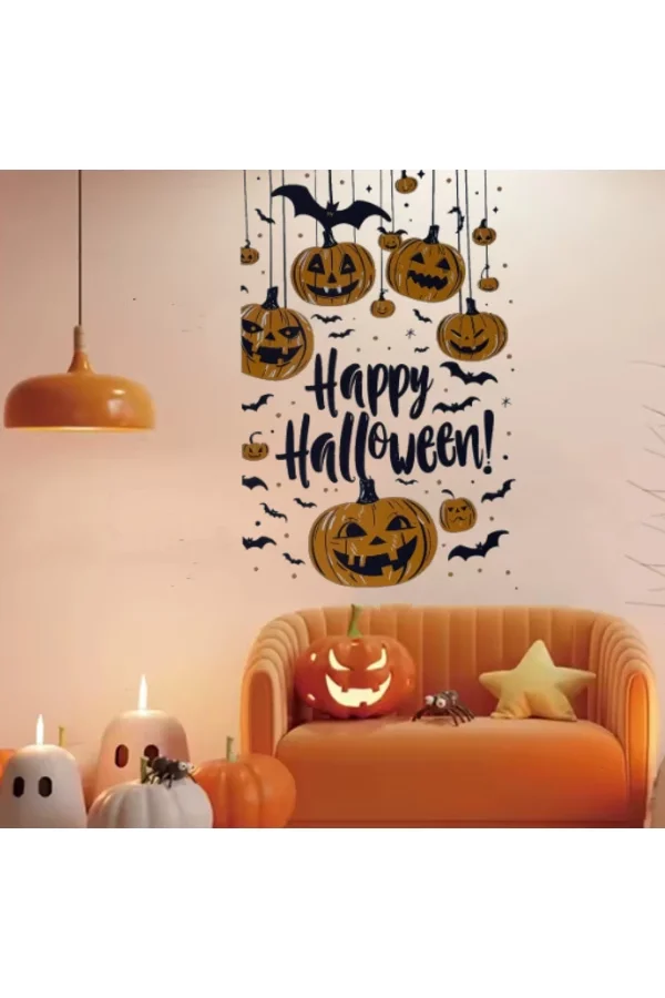 Halloween Temalı Balkabaklı Duvar Sticker Seti