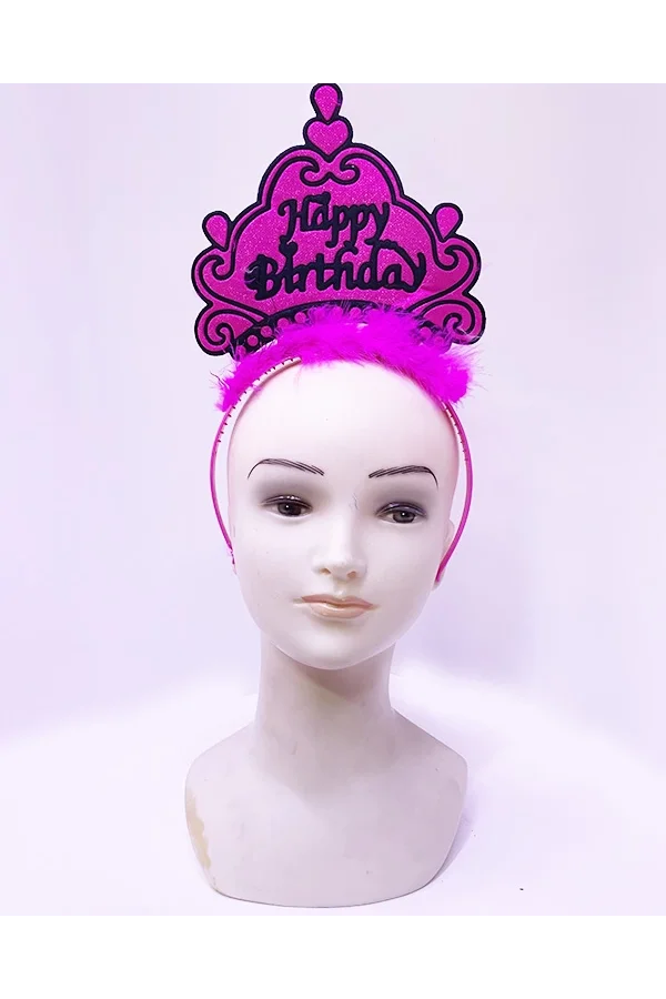 Happy Birthday Neon Fuşya Taç