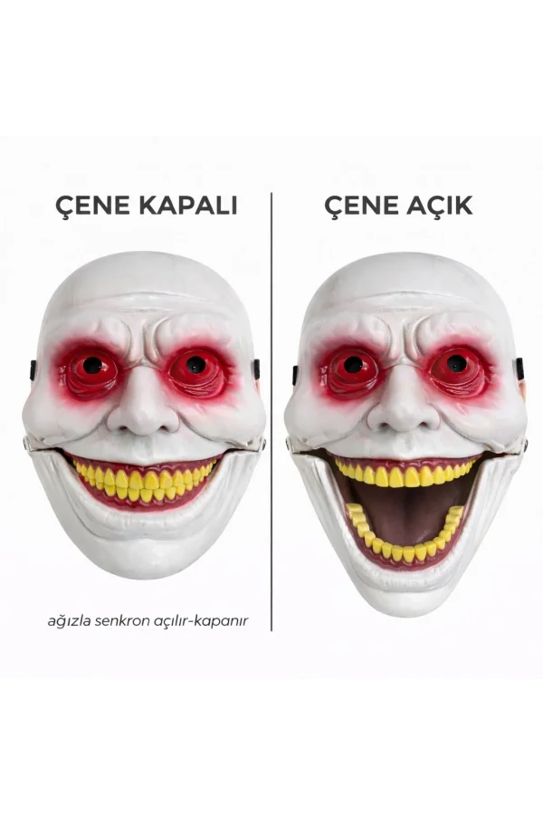 Hareketli Çene Mekanizmalı Kırmızı Korku Maskesi