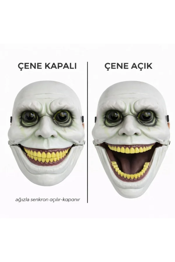 Hareketli Çene Mekanizmalı Yeşil Korku Maskesi