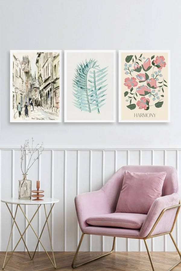 Harmony Üçlü Ahşap Çerçeveli Tablo