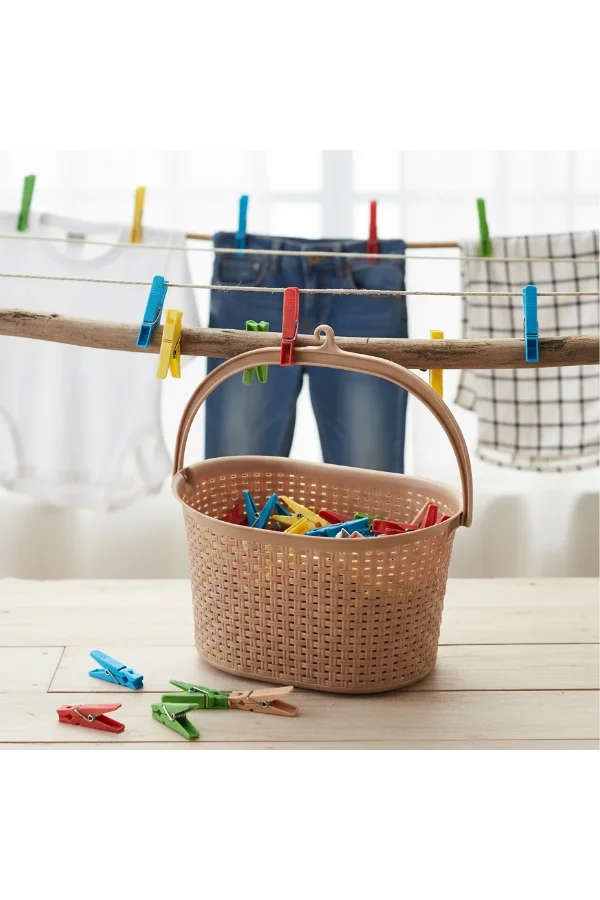 Hasır Görünümlü Mandal Sepeti