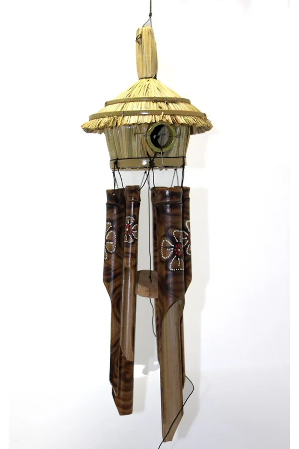 Hasır Kuş Yuvalı Bambu Çan 50 cm