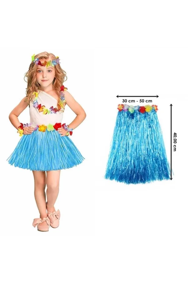 Hawaii Hula Eteği Mavi Renk 40 cm