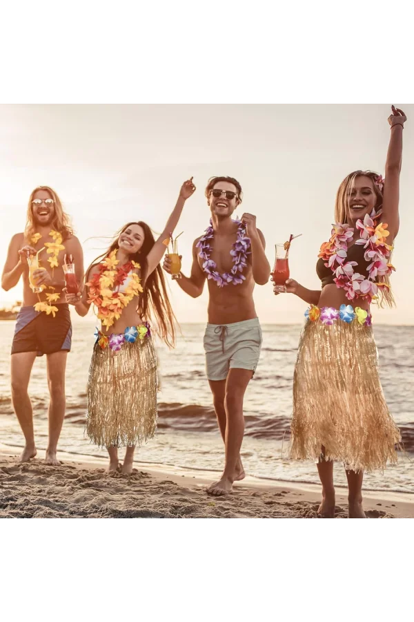 Hawaii Tarzı Hula Eteği – 60 cm Hasır Natural Etek