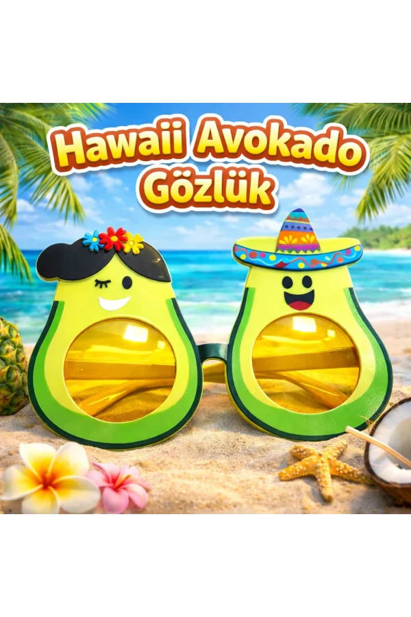 Hawaii Temalı Avokado Gözlük
