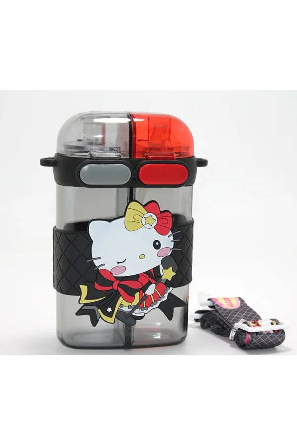 Hello Kitty Figürlü Çift Bölmeli Pipetli Suluk