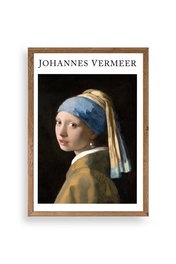 İnci Küpeli Kız Ahşap Çerçeveli Tablo