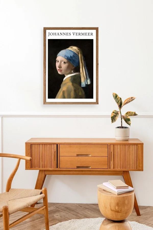 İnci Küpeli Kız Ahşap Çerçeveli Tablo