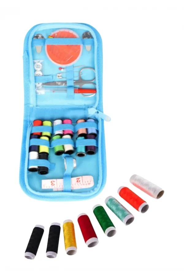 İplik Set Fermuarlı Plastik Dikiş Seti Mavi