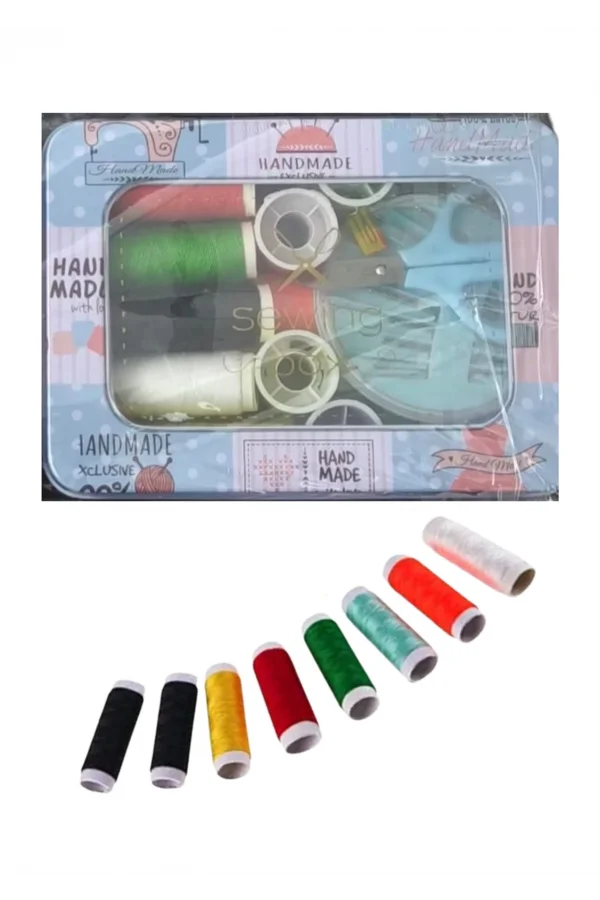 İplik Set Teneke Kutu Kare Plastik Dikiş Seti