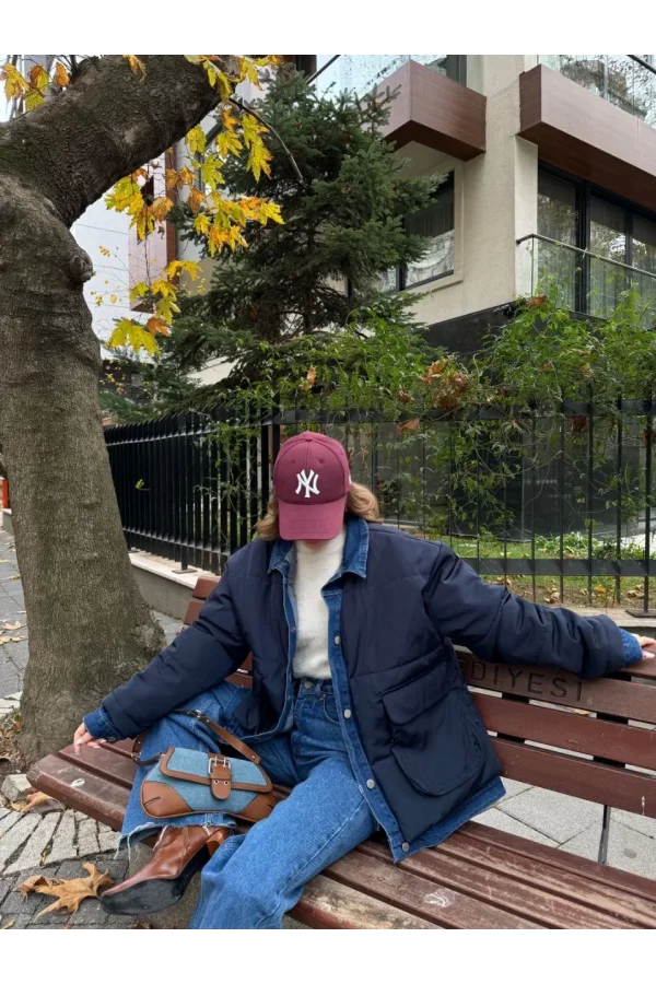 Jeans Detaylı Cıtcıtlı CEKET - Lacivert