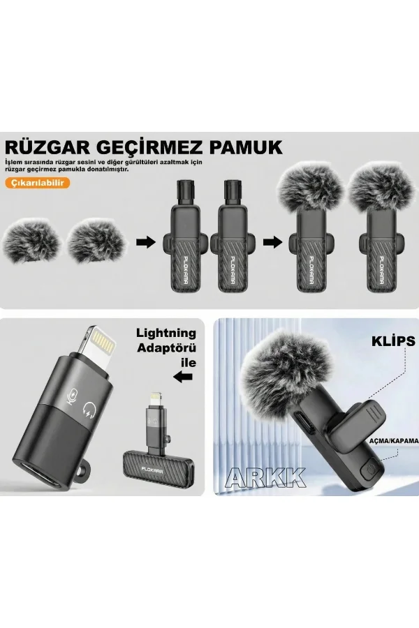 Kablosuz Type-C Yaka Mikrofonu