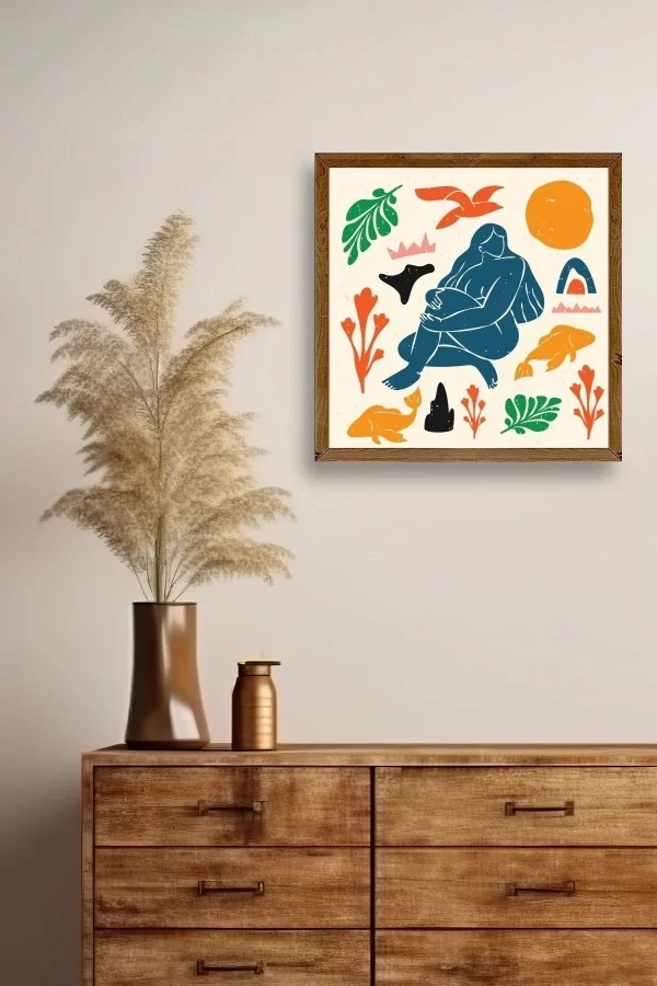 Kadın Ahşap Çerçeveli Tablo