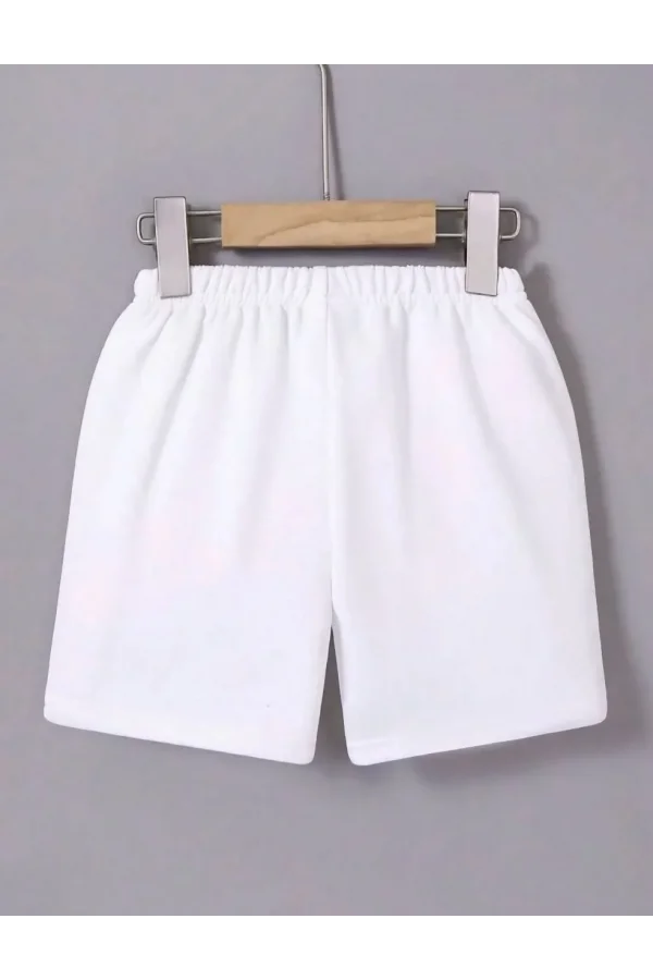 Kadın Beli Lastikli Mini Düz Şort - Beyaz