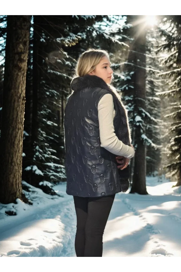 Kadın Kolsuz Fermuarlı Yelek - Lacivert