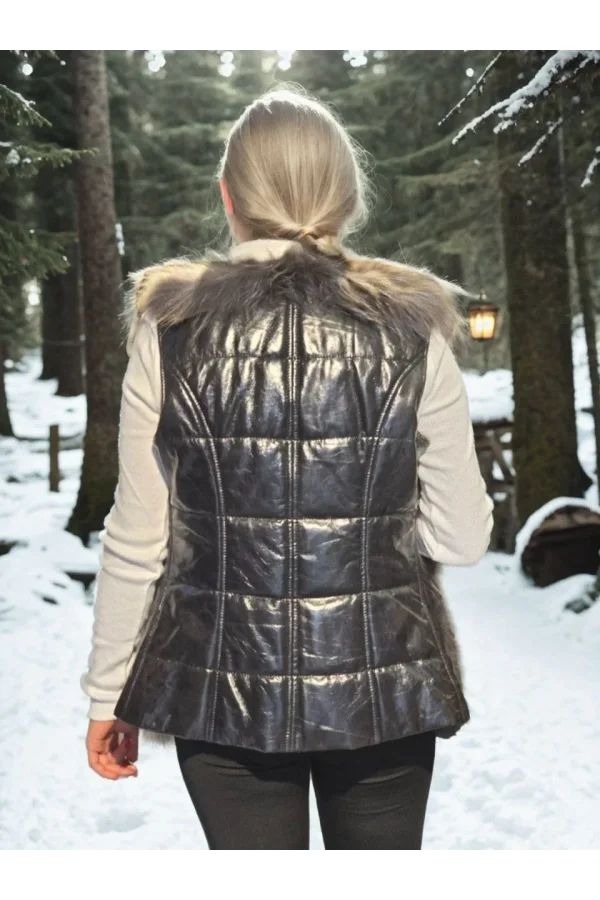 Kadın Kolsuz Fermuarlı Yelek - Siyah