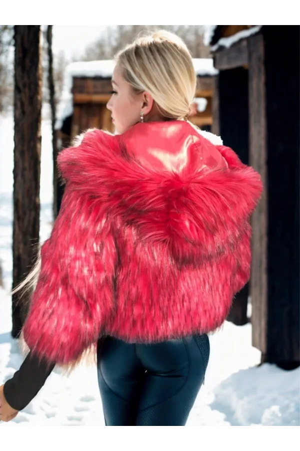 Kadın Uzun Kollu Kürk - Bordo