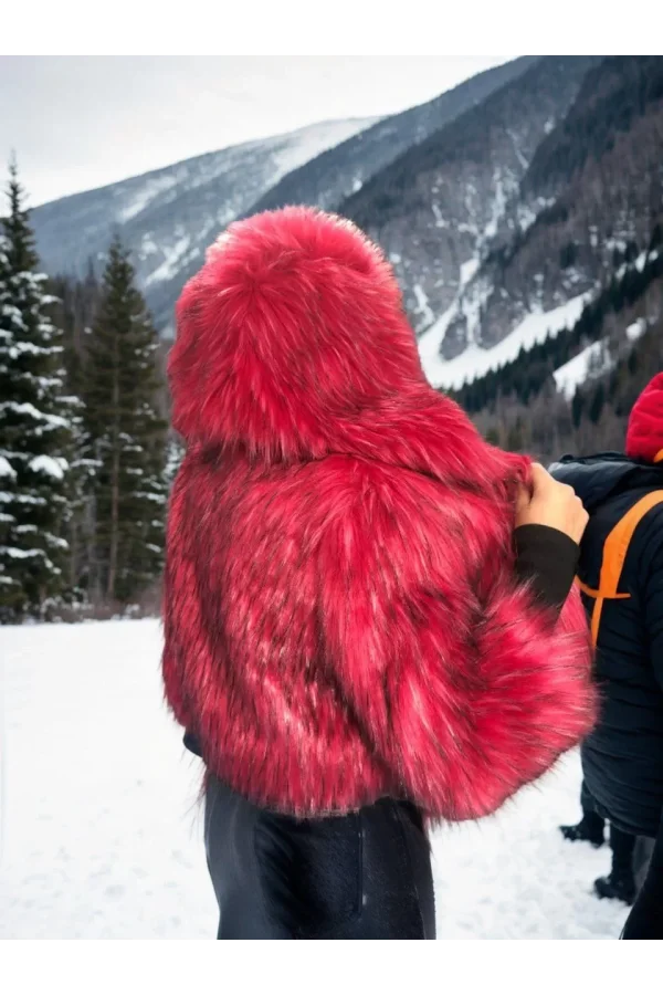 Kadın Uzun Kollu Kürk - Bordo