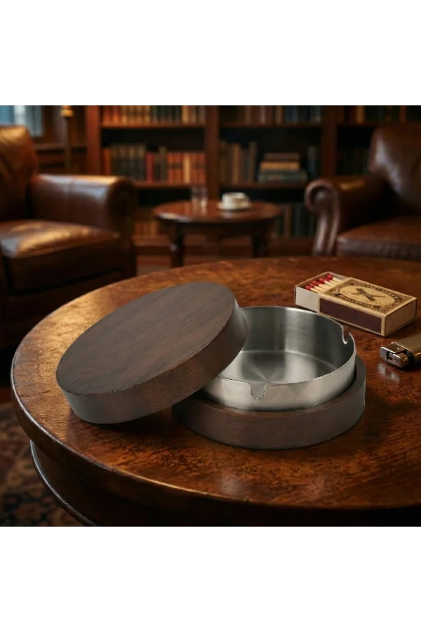 Kahverengi Bambu Kapaklı Küllük