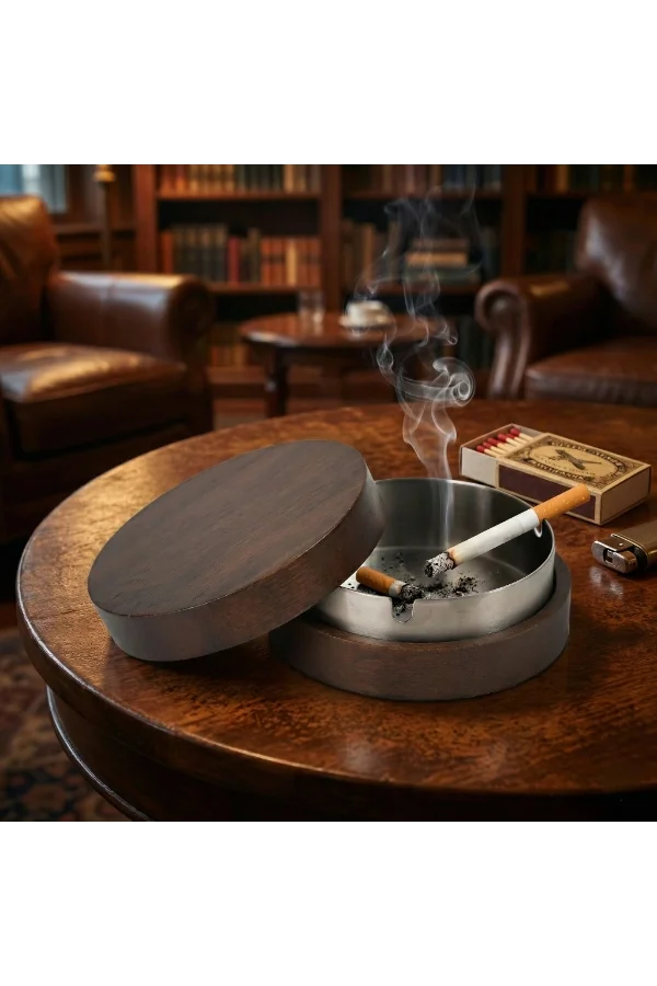 Kahverengi Bambu Kapaklı Küllük